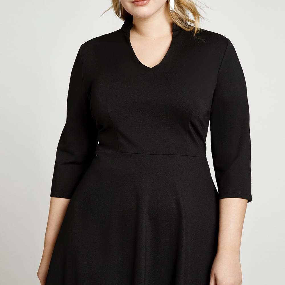 NWT ELOQUII Black V-Nevk A-Line Dress 16 - Picture 2 of 8
